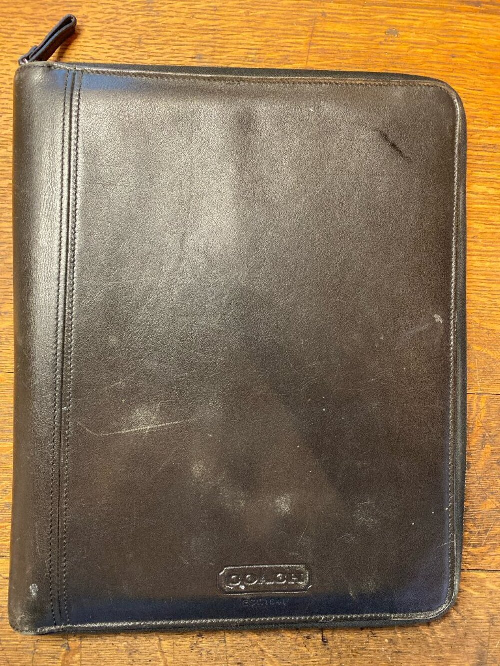 Coach Leather Zip Zippered Organizer Portfolio Office Planner Est. 1941 Black